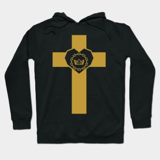 Crown of thorns inside the heart on the cross Hoodie